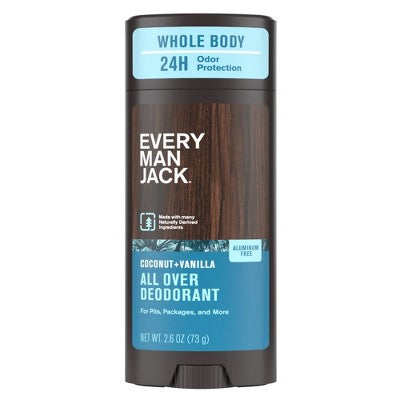 Every Man Jack All Over Solid Deodorant Coconut + Vanilla 2.6oz - New by This is Beauty US