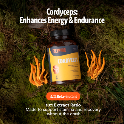 Organic Cordyceps Mushroom Supplement Capsules by FreshCap Mushrooms