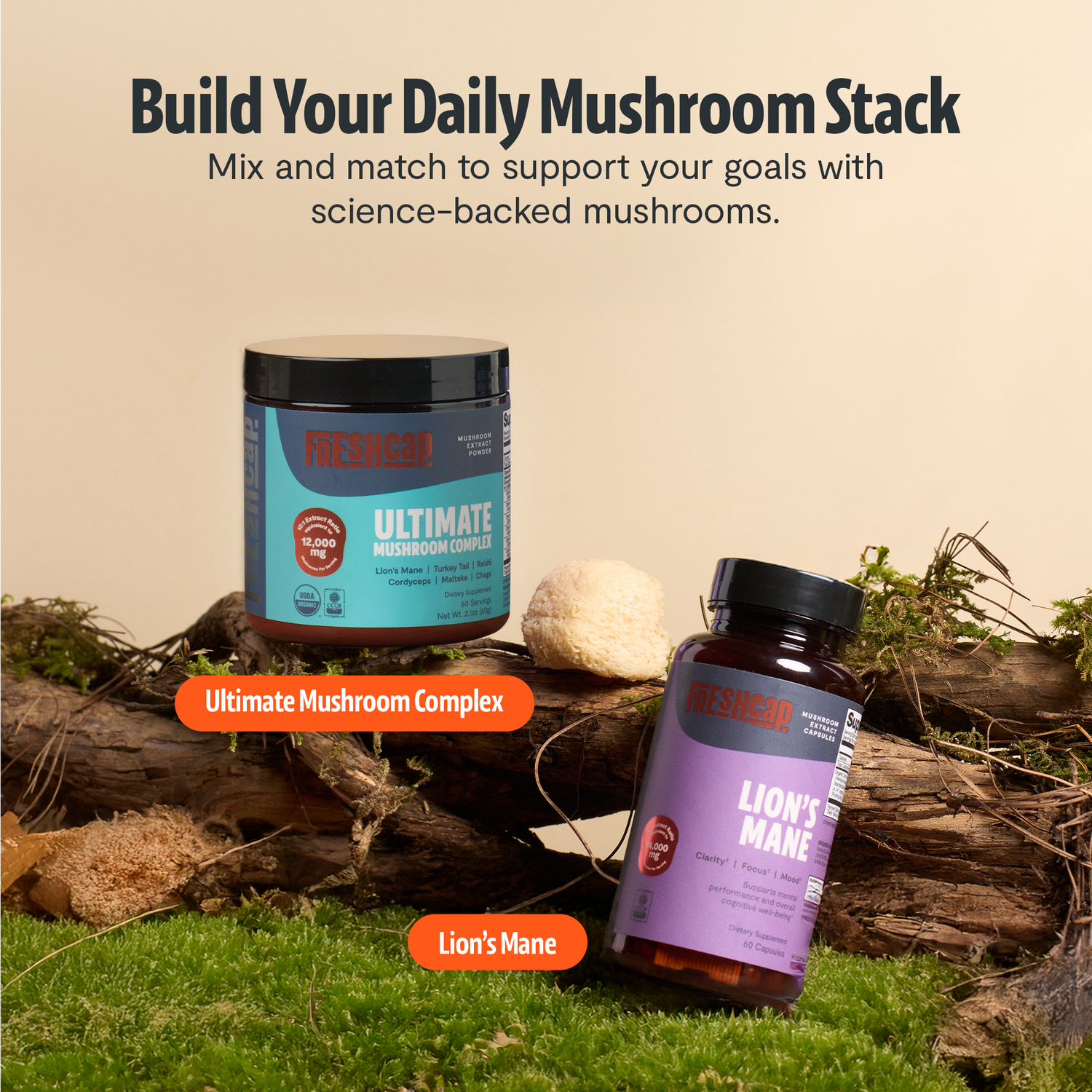 Organic Lion’s Mane Capsules by FreshCap Mushrooms