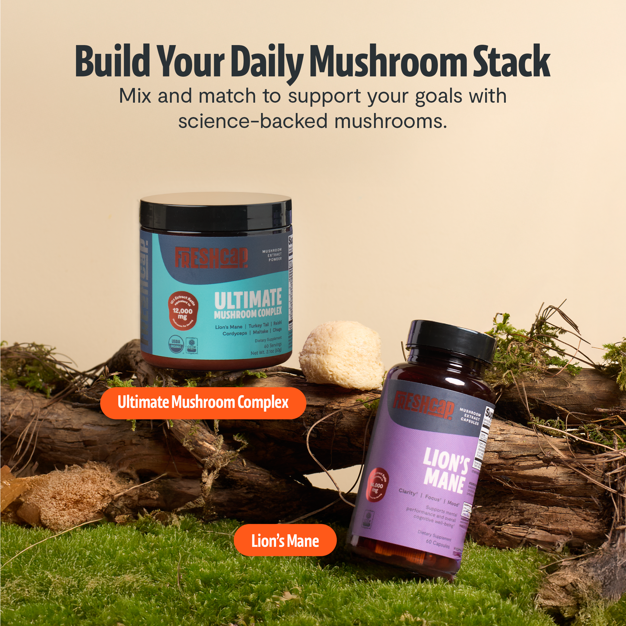 Organic Lion’s Mane Capsules by FreshCap Mushrooms