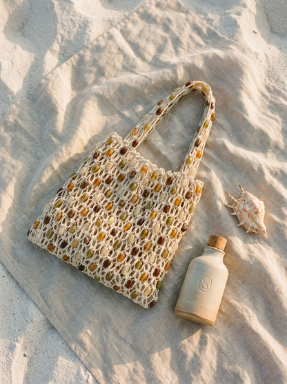 Artisanal Handwoven Gem Bead Crochet Tote Bag by LINTICO