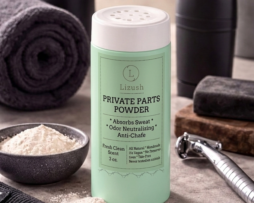 Talc-Free Intimate Body Powder for Women &amp; Men – Natural Anti-Chafing Powder, Moisture Absorbing, Odor Control, Aluminum-Free, Sensitive Skin Safe by Lizush