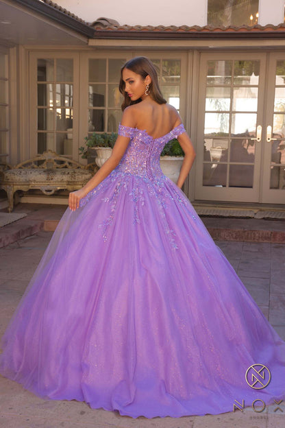 Nox Anabel H1349 Poofy Long Quinceanera Off the Shoulder Ballgown by DiscountDressShop