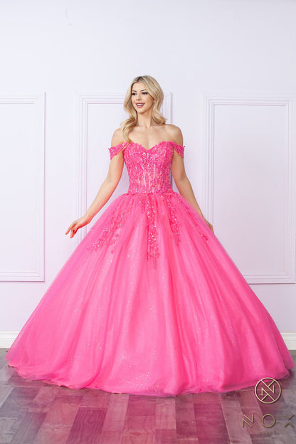 Nox Anabel H1349 Poofy Long Quinceanera Off the Shoulder Ballgown by DiscountDressShop