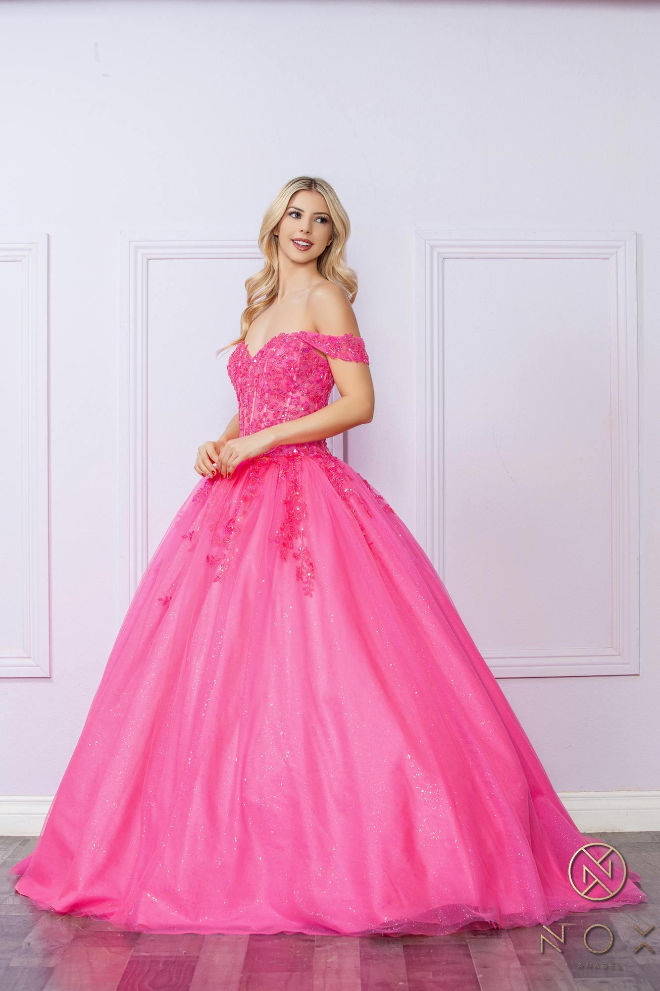 Nox Anabel H1349 Poofy Long Quinceanera Off the Shoulder Ballgown by DiscountDressShop