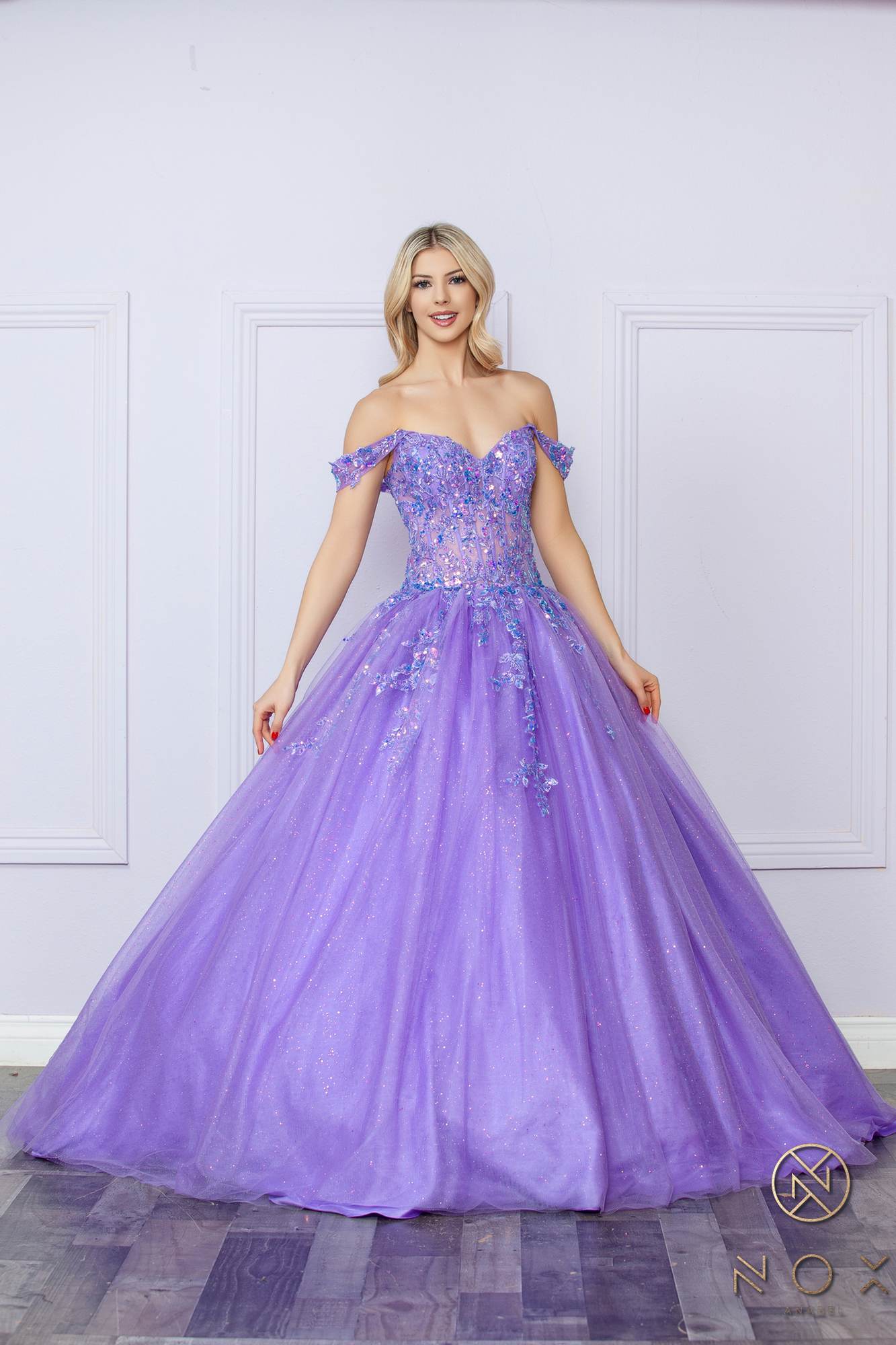 Nox Anabel H1349 Poofy Long Quinceanera Off the Shoulder Ballgown by DiscountDressShop