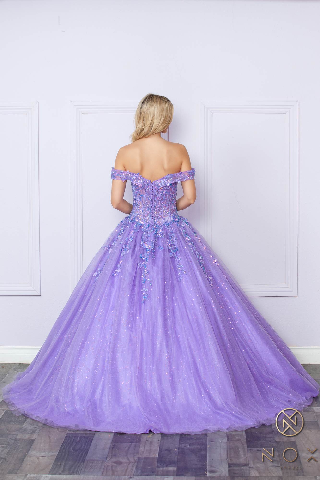 Nox Anabel H1349 Poofy Long Quinceanera Off the Shoulder Ballgown by DiscountDressShop