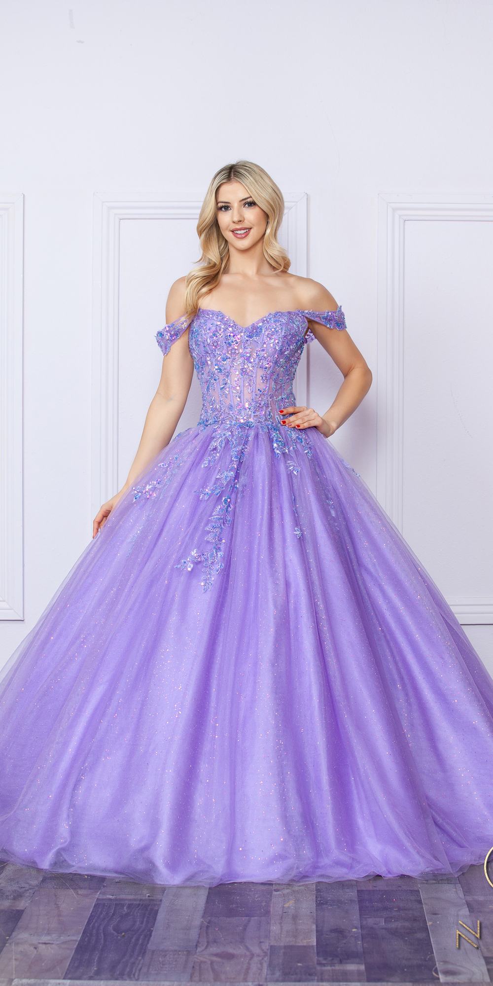 Nox Anabel H1349 Poofy Long Quinceanera Off the Shoulder Ballgown by DiscountDressShop