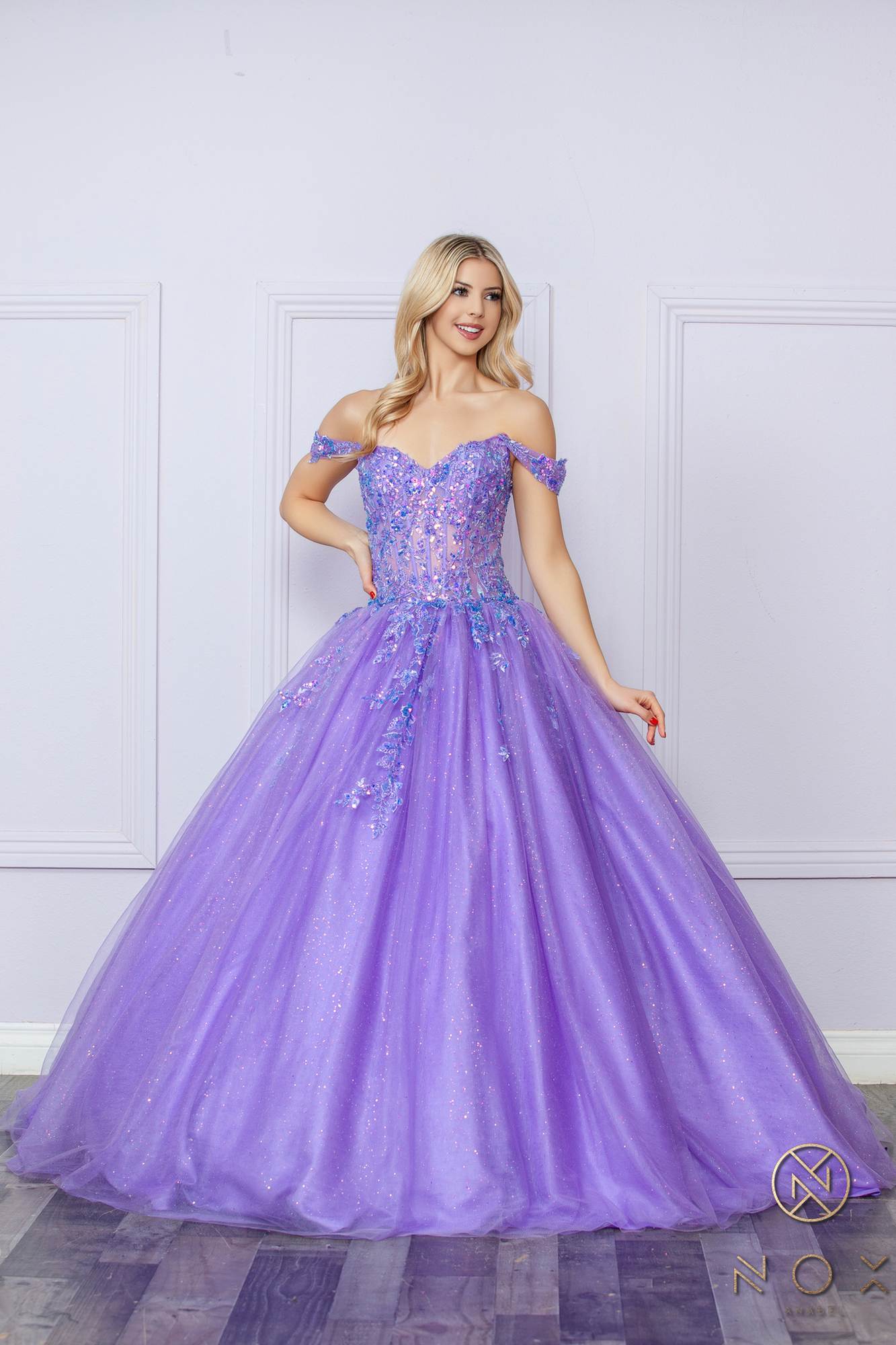 Nox Anabel H1349 Poofy Long Quinceanera Off the Shoulder Ballgown by DiscountDressShop
