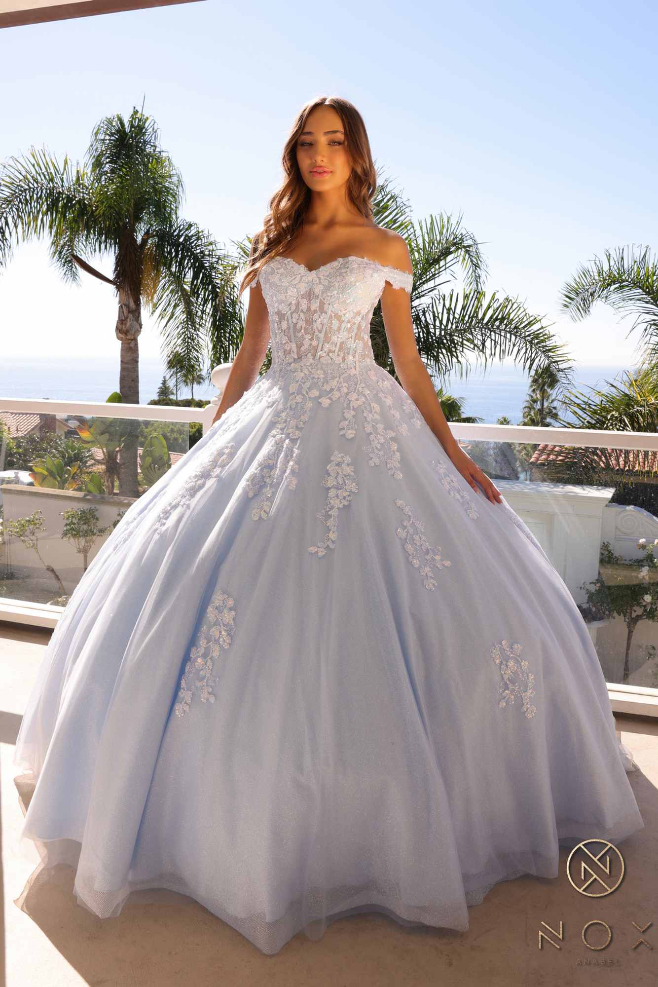 Nox Anabel H1352 Poofy A-Line Ballgown Off the Shoulder Quinceanera Dress by DiscountDressShop
