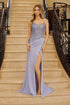 Nox Anabel H1670 Glitter Satin Floral Embroidered Dress with Slit by DiscountDressShop