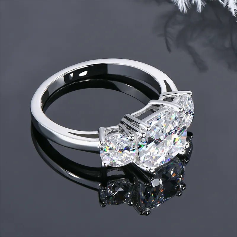 3.5 Carat Sparkala™ Three-Stone Ring (Platinum over Fine Sterling Silver) by Sparkala
