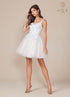 Nox Anabel H846W Short Glitter Sequin Applique White A-Line Dress by DiscountDressShop