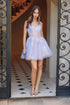 Nox Anabel H846 Short Glitter Sequin Applique A-Line Dress by DiscountDressShop