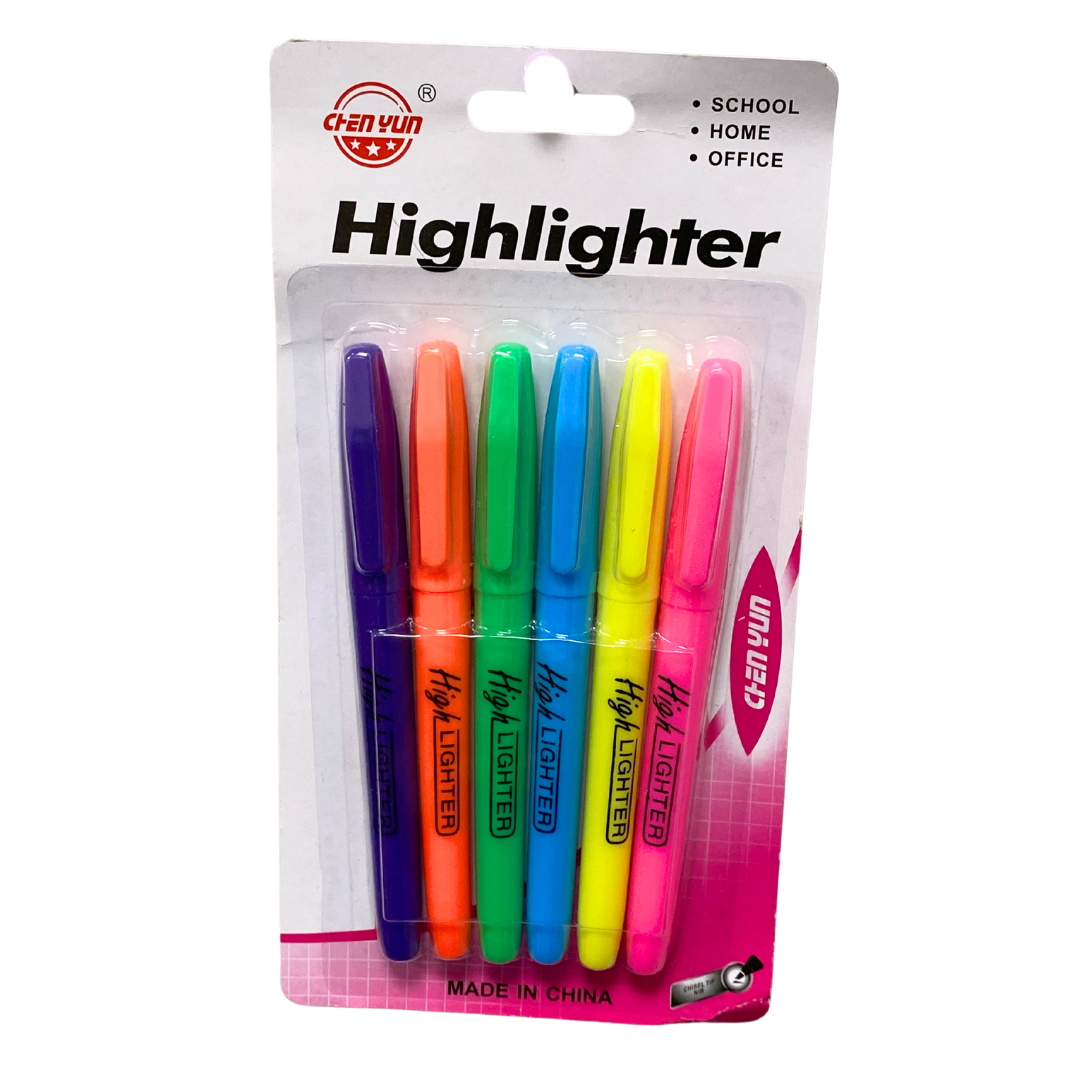 CHEN YUN Marcadores Resaltadores Colores Surtidos (Paquete de 6) by Farmacias Savia
