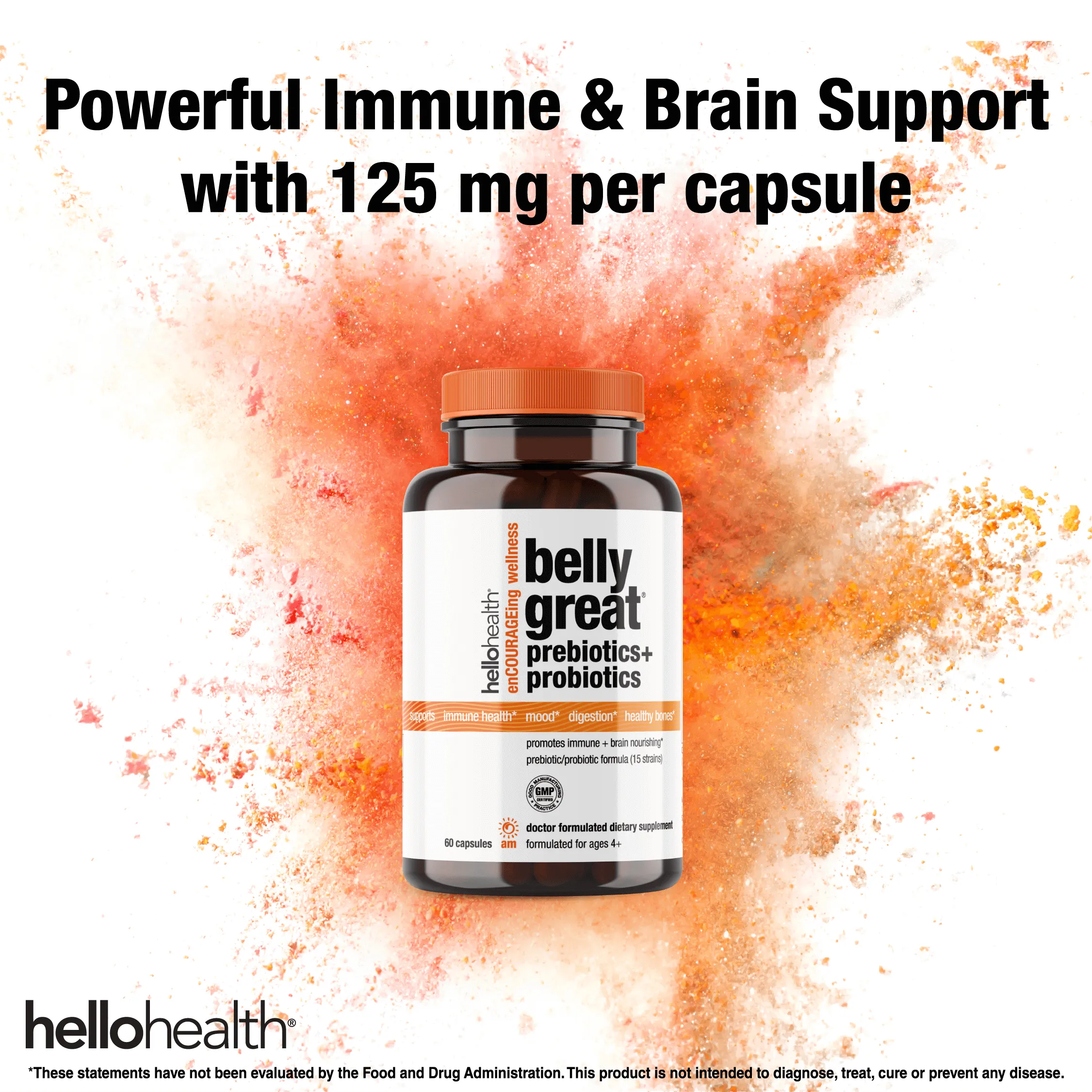 15-in-1 Pre-Probiotics + D3 + Methylfolate capsules - Belly Great by hellohealth