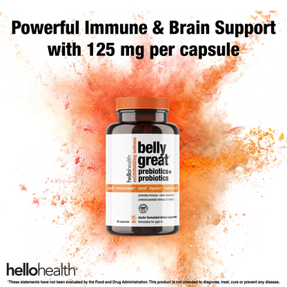 15-in-1 Pre-Probiotics + D3 + Methylfolate capsules - Belly Great by hellohealth