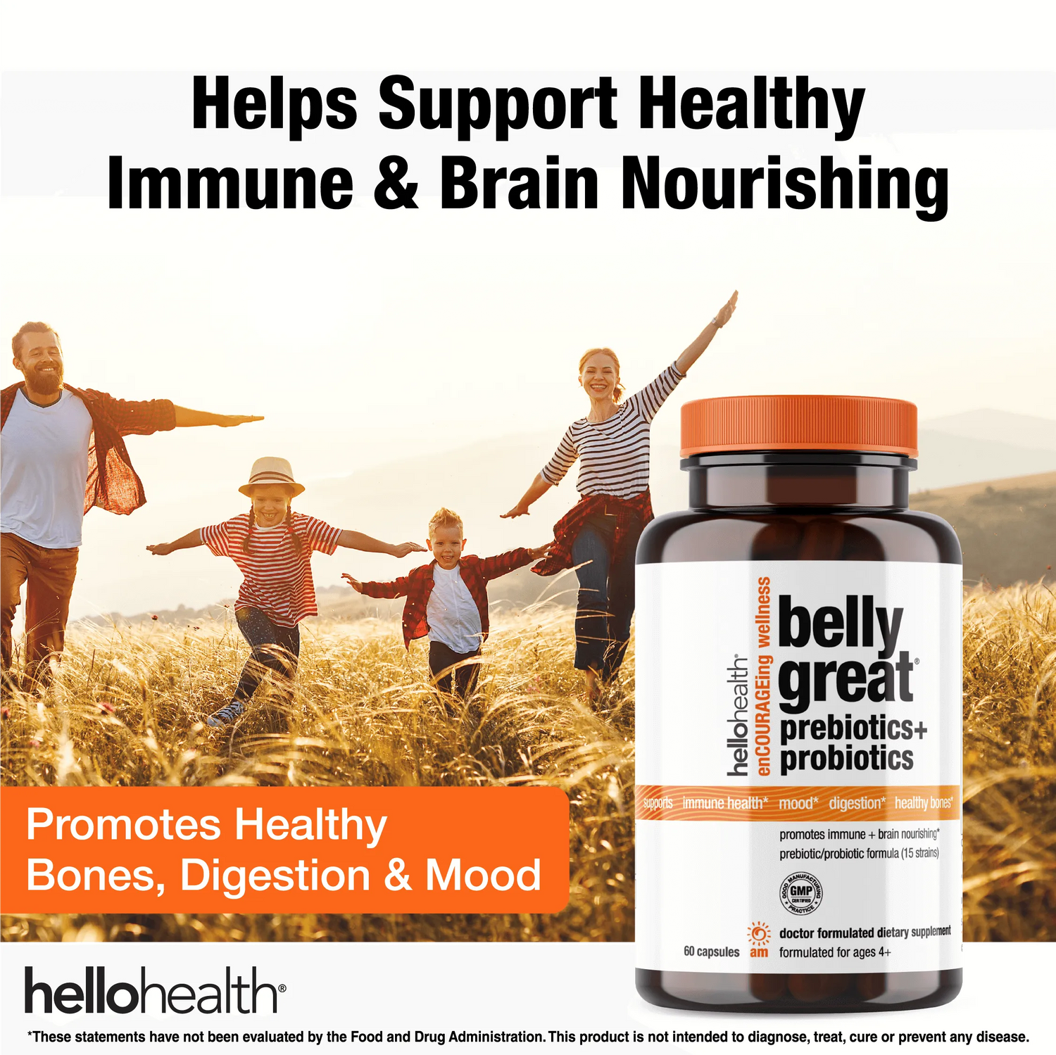 15-in-1 Pre-Probiotics + D3 + Methylfolate capsules - Belly Great by hellohealth