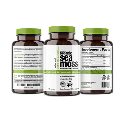 Organic Irish Sea Moss, Organic Bladderwrack, &amp; Organic Burdock capsules by hellohealth