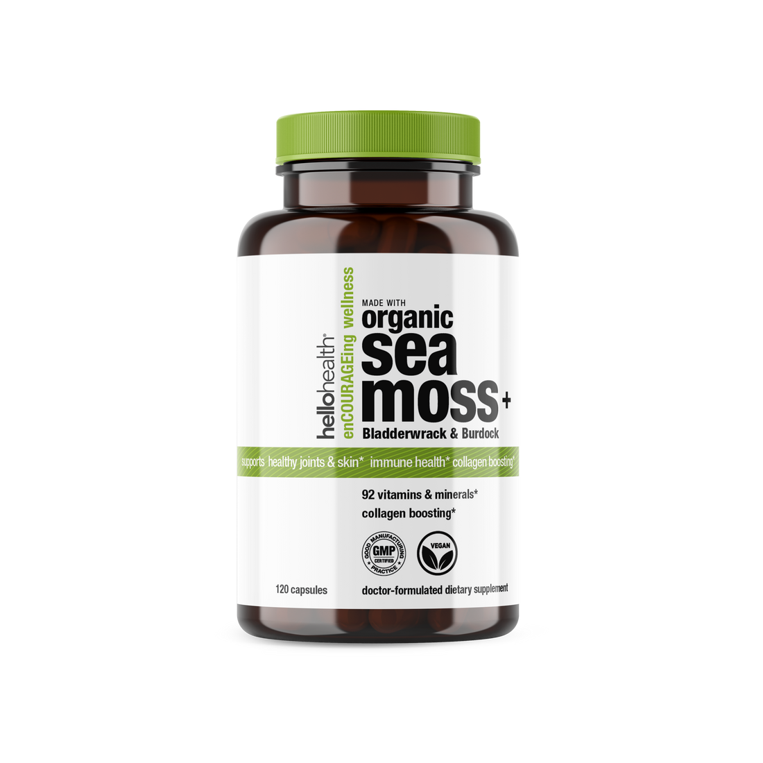 Organic Irish Sea Moss, Organic Bladderwrack, &amp; Organic Burdock capsules by hellohealth