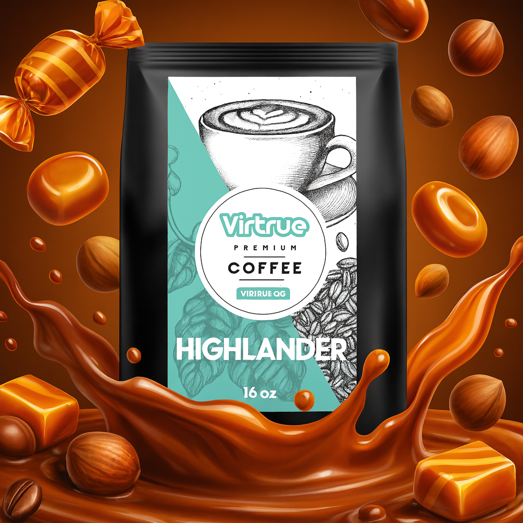Highlander (Butterscotch, Caramel &amp; Hazelnut) Flavored Coffee – 16oz | Virtrue Premium by Virtrue