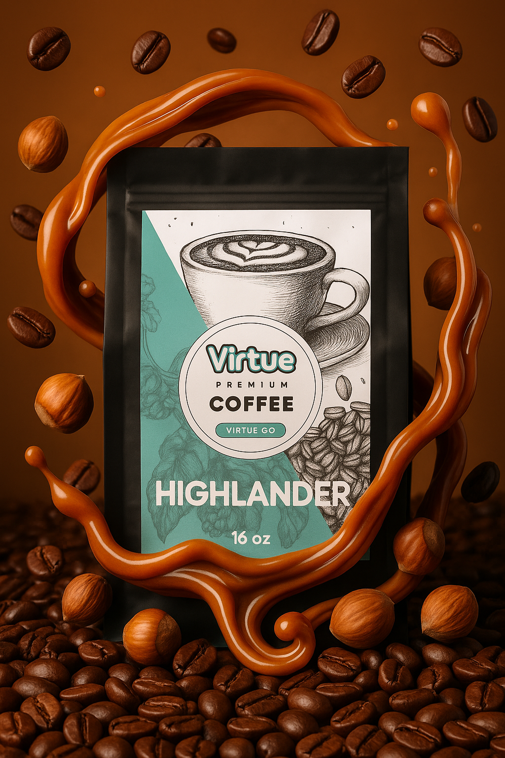 Highlander (Butterscotch, Caramel &amp; Hazelnut) Flavored Coffee – 16oz | Virtrue Premium by Virtrue