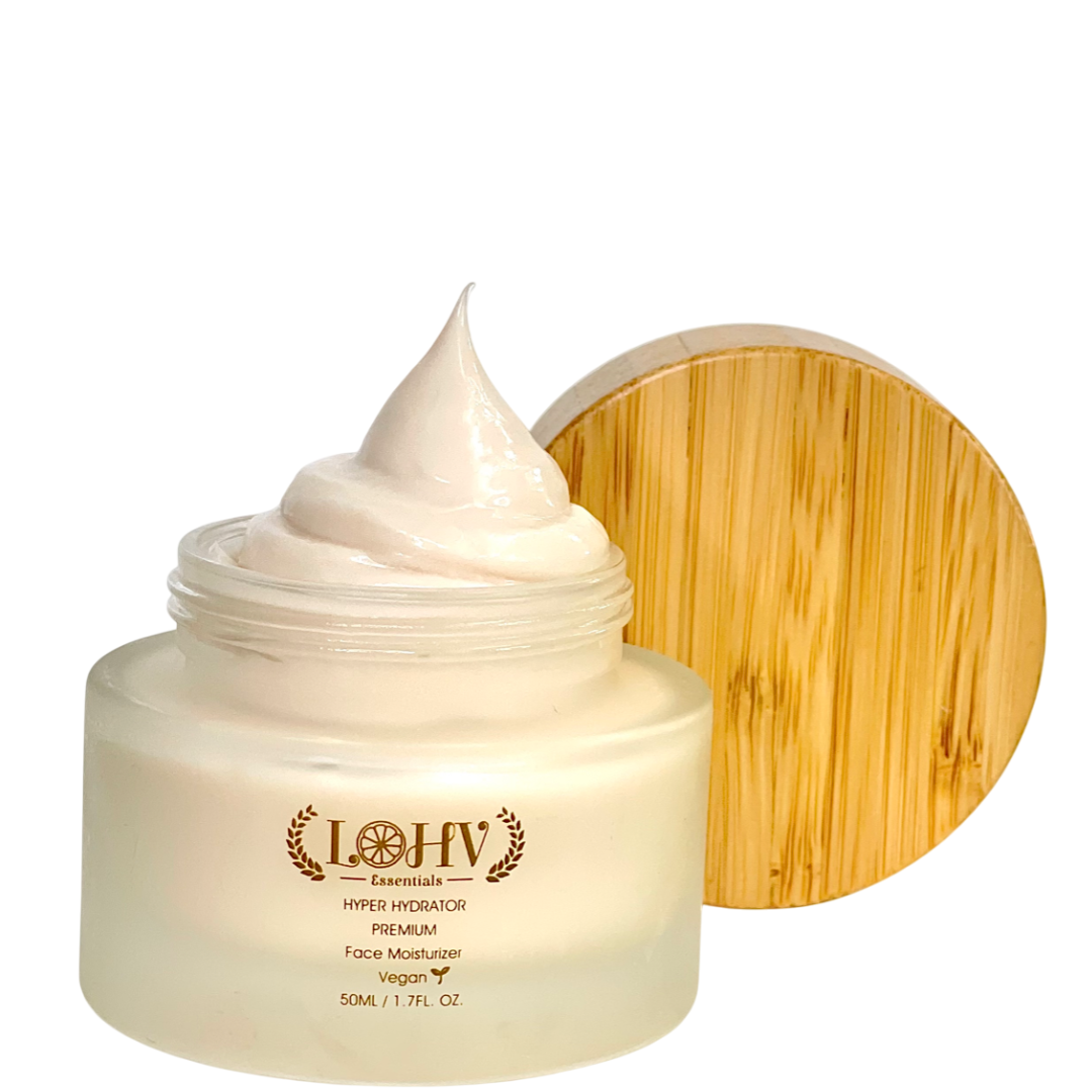 PREMIUM 100% VEGAN HYPER HYDRATOR Face Moisturizer With SPF 30 + Hyaluronic Acid + Lactic acid + Vitamin C + Kombucha by LOHV ESSENTIALS