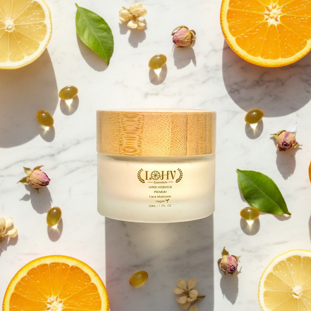 PREMIUM 100% VEGAN HYPER HYDRATOR Face Moisturizer With SPF 30 + Hyaluronic Acid + Lactic acid + Vitamin C + Kombucha by LOHV ESSENTIALS