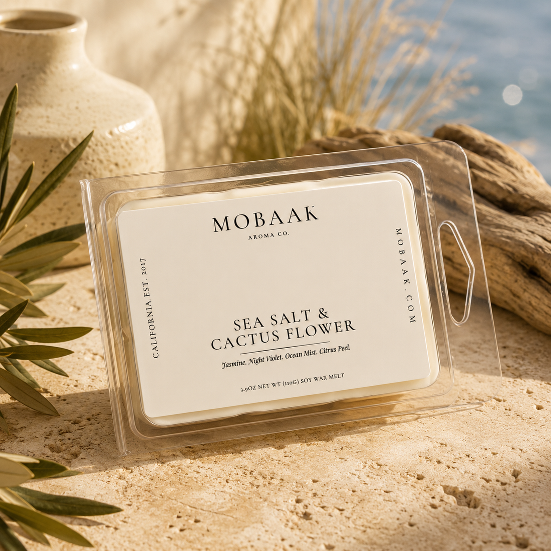 Sea Salt &amp; Cactus Flower Wax Melt (Wickless Tart) by Mobaak Aromatherapy Shoppe