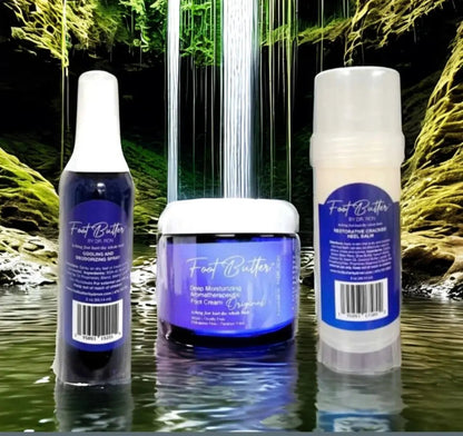 Foot Care Bundle – Lavender Jasmine Foot Butter, Cracked Heel Balm, Cooling Spray &amp; Pumice Scrubber by Foot Butter by Dr Ron