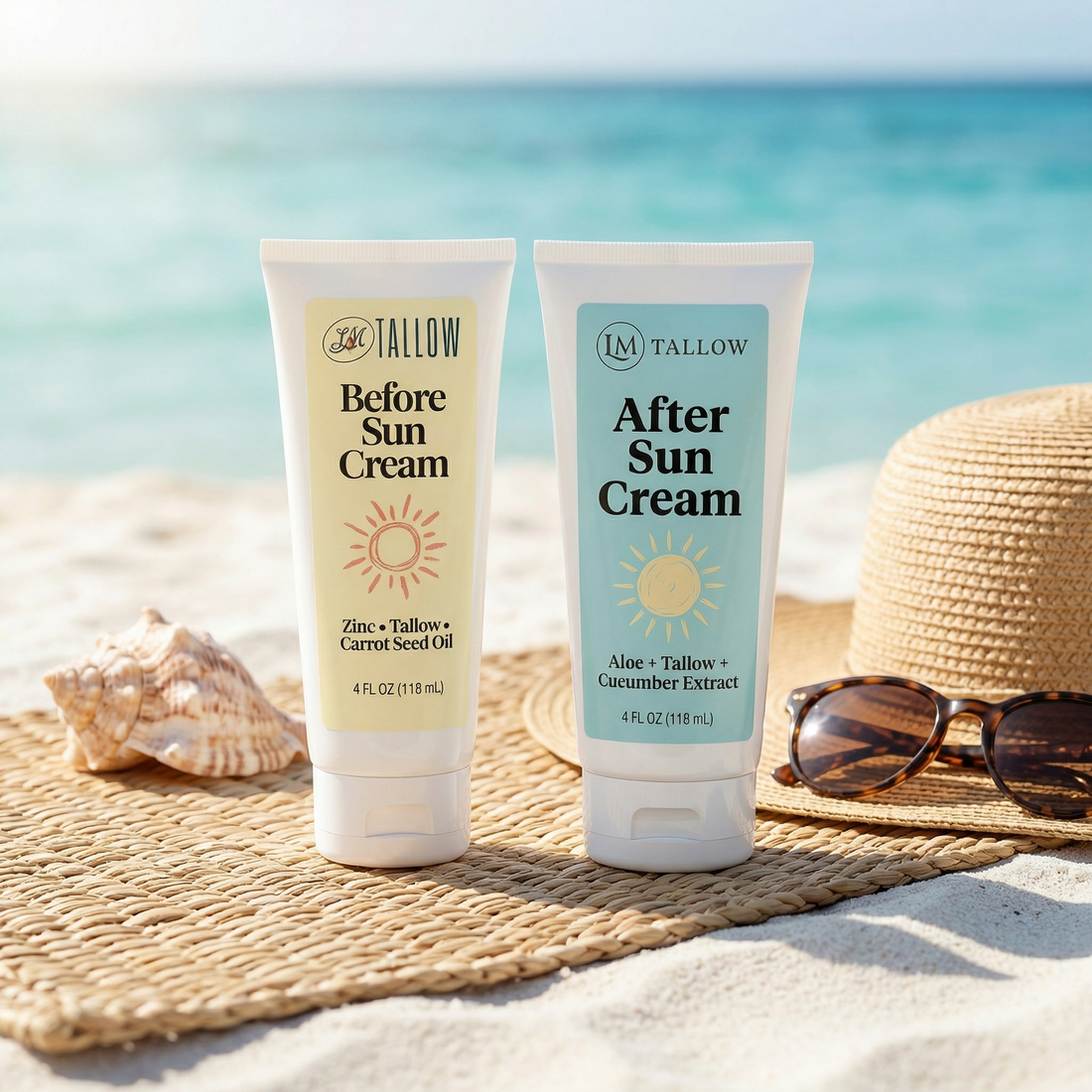 Tallow Sun Care Duo - Natural Before &amp; After Sun Cream Gift Set with Zinc Oxide by The Lady May