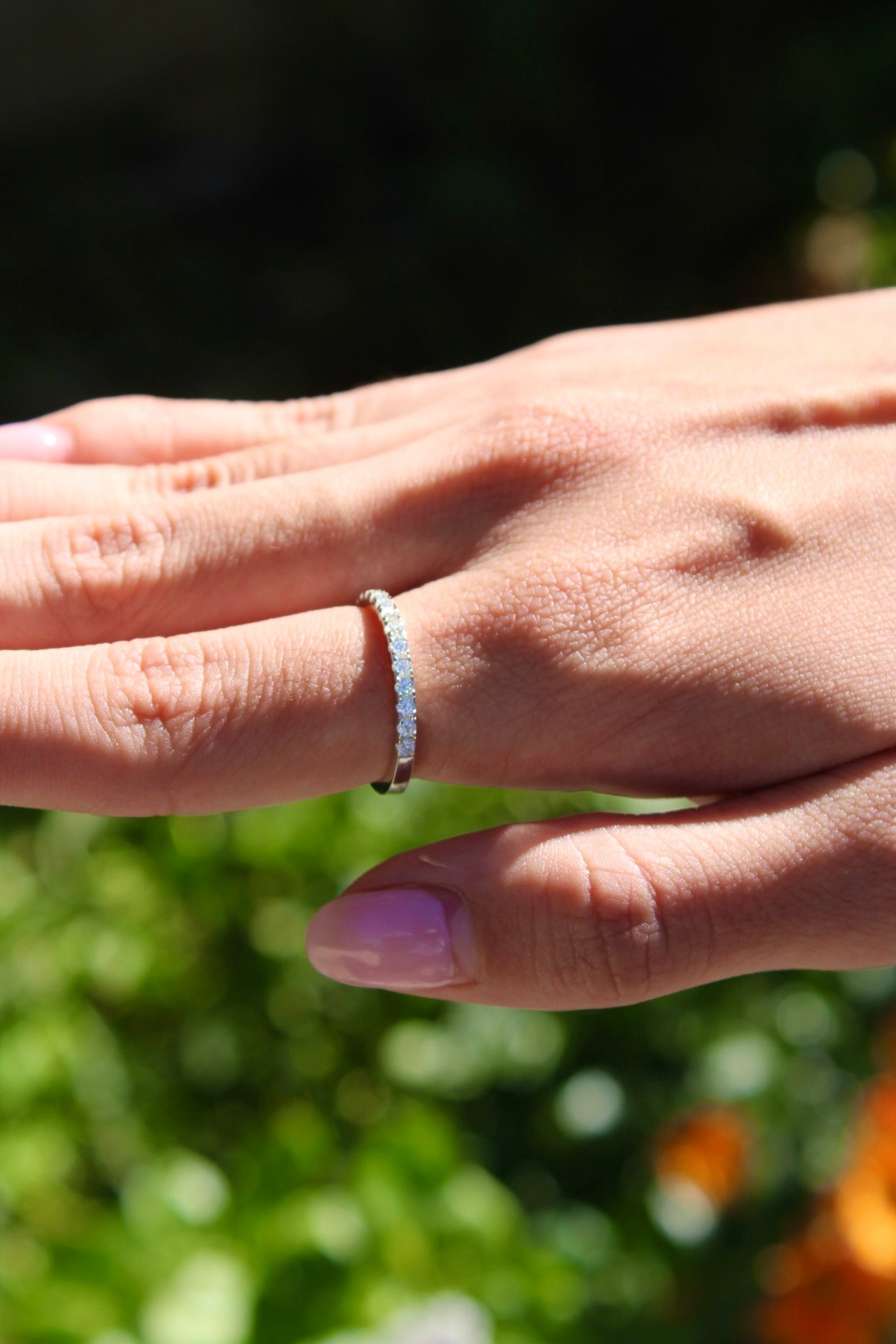 1.8mm Moissanite Half Eternity Ring in 925 Sterling Silver by Jayco Jewelry