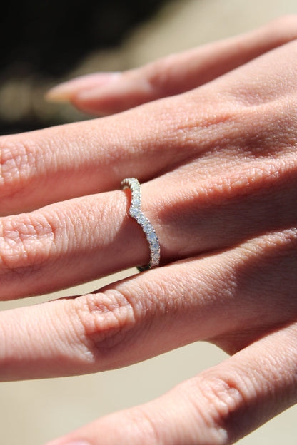 1.8mm Moissanite V Curve Ring in 925 Sterling Silver by Jayco Jewelry