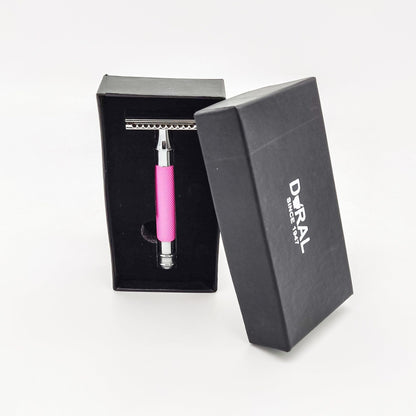 Dural Heavy Stroud Head Double Edge Safety Razor Duty Pink/Silver + Pouch by Pasteur Pharmacy
