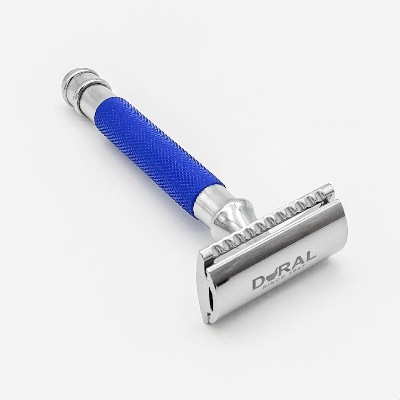 Dural Heavy Stroud Head Double Edge Safety Razor Duty Blue/Silver + Pouch by Pasteur Pharmacy