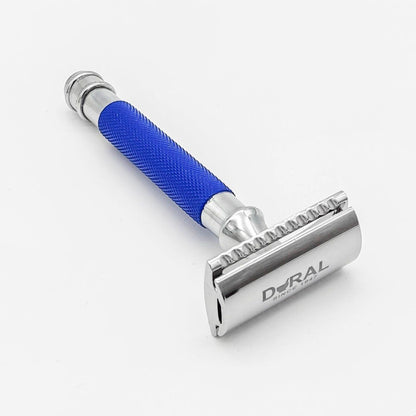 Dural Heavy Stroud Head Double Edge Safety Razor Duty Blue/Silver + Pouch by Pasteur Pharmacy