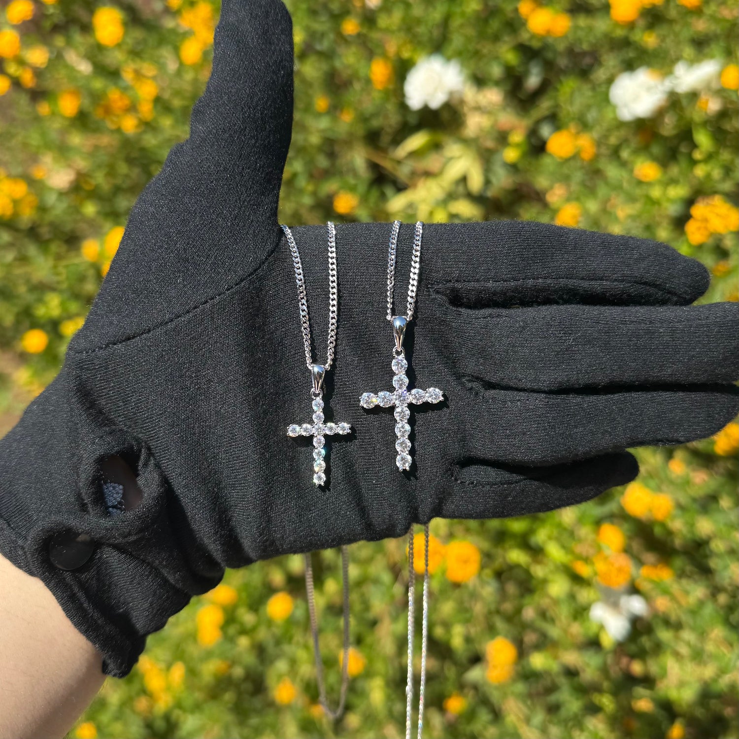 Moissanite Cross Pendant with Necklace in Silver by Jayco Jewelry