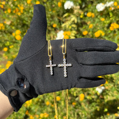 Moissanite Cross Pendant with Necklace in Yellow Gold by Jayco Jewelry