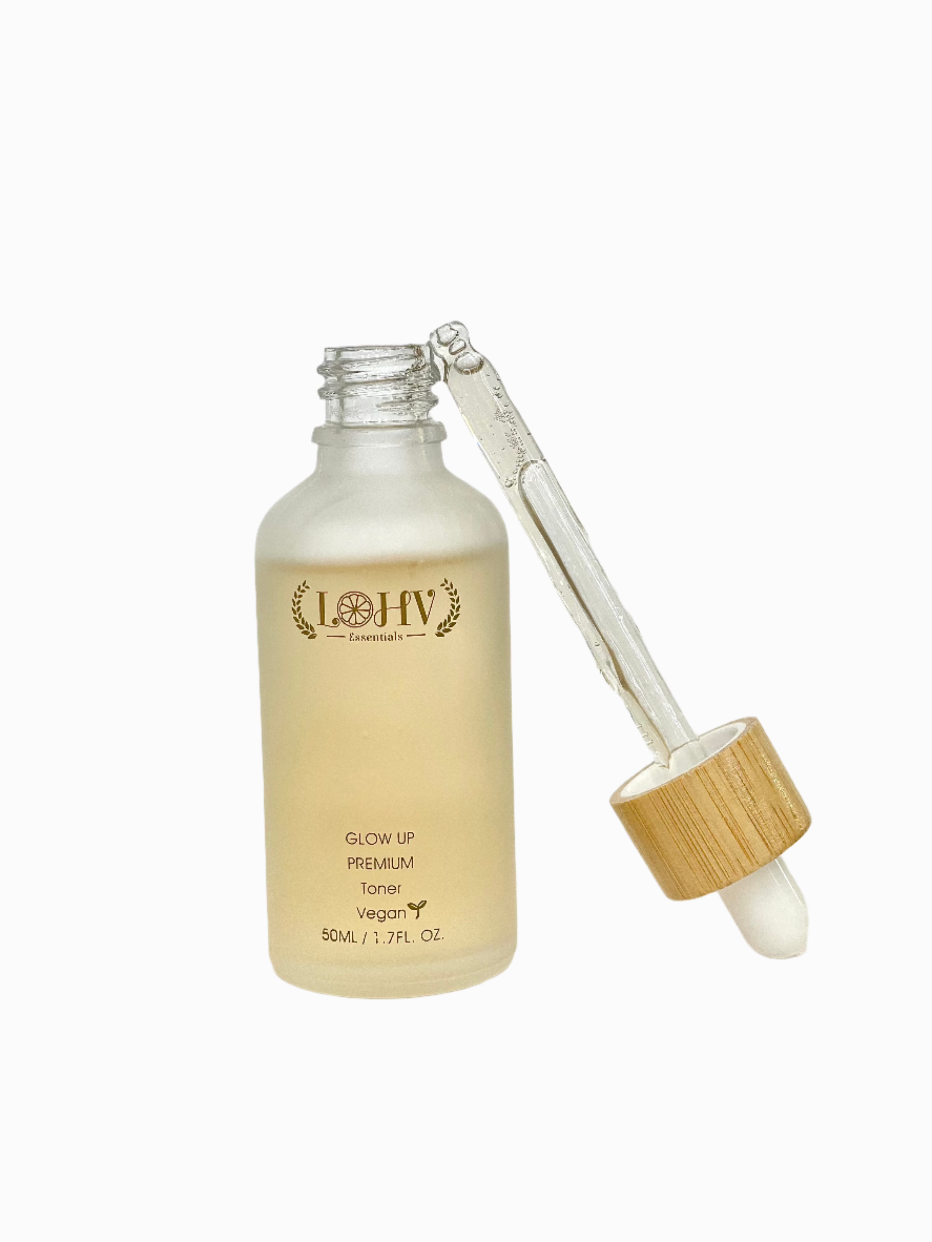 PREMIUM 100% VEGAN GLOW UP Toner Serum With Hyaluronic Acid + Niacinamide + Camellia Leaf + Vitamin E + Rose Water by LOHV ESSENTIALS