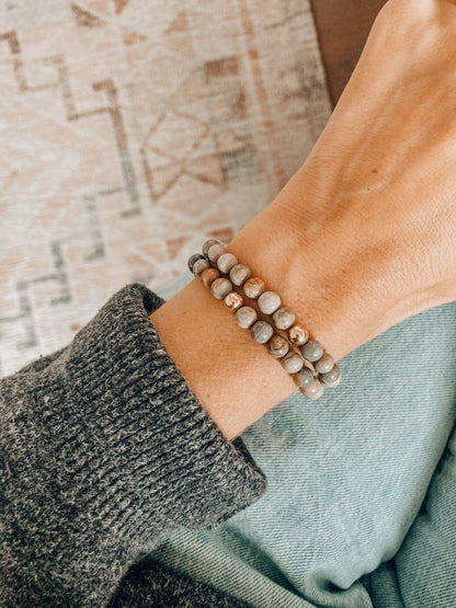 Silver Leaf Jasper + 14k Gold Filled || Adult Bracelet by CanyonLeaf