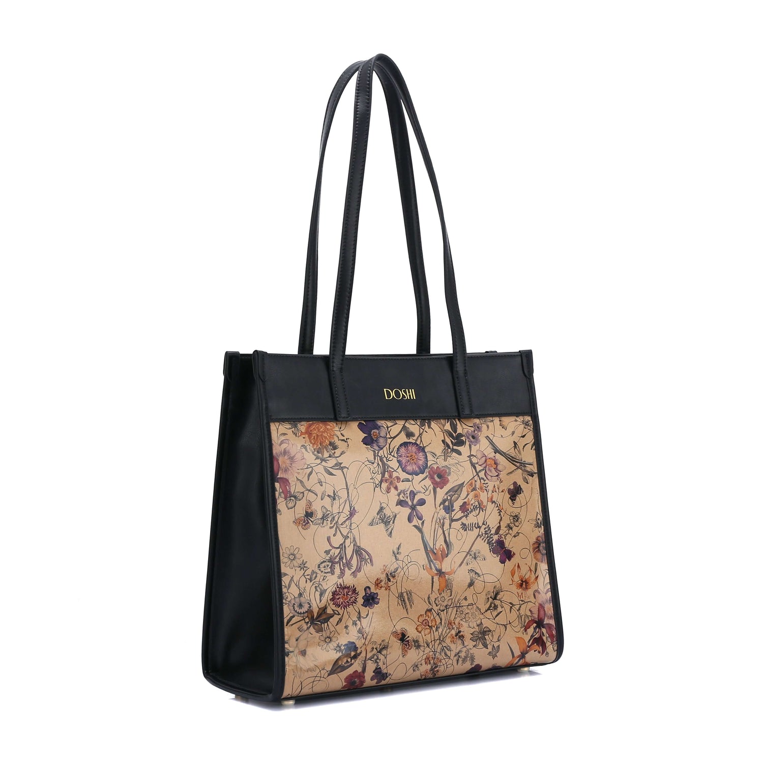 Portrait Tote 2 - Floral Kraft Paper Vegan Tote by Doshi FCSA