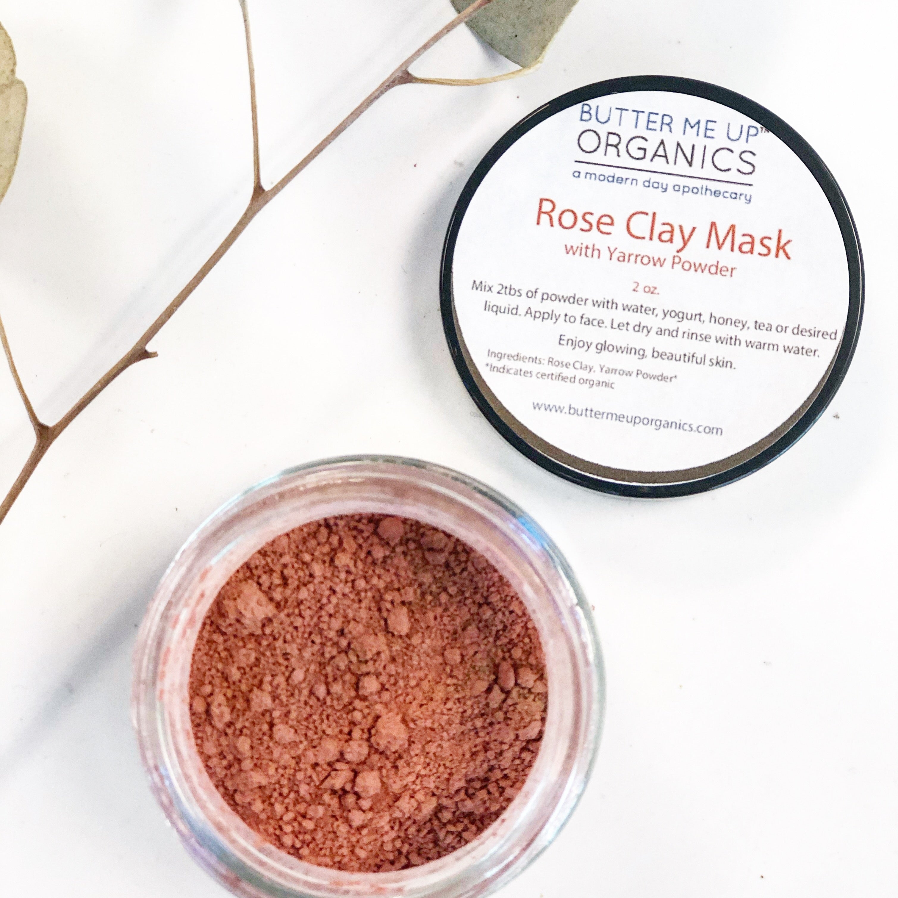 Rose Clay Face Mask by Butter Me Up Organics