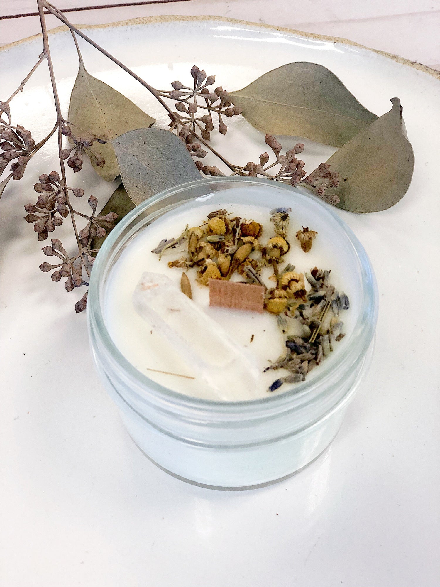 Peace Candle / Serenity Candle / Intention Candle / Ritual Candle / Crystal Candle / Pretty Candle / Organic Soy Wax Candle / Botanicals by Butter Me Up Organics