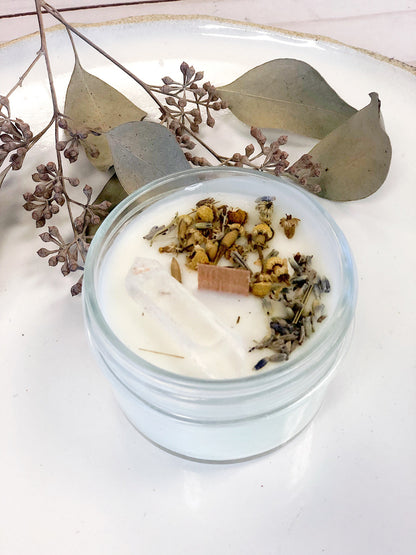 Peace Candle / Serenity Candle / Intention Candle / Ritual Candle / Crystal Candle / Pretty Candle / Organic Soy Wax Candle / Botanicals by Butter Me Up Organics