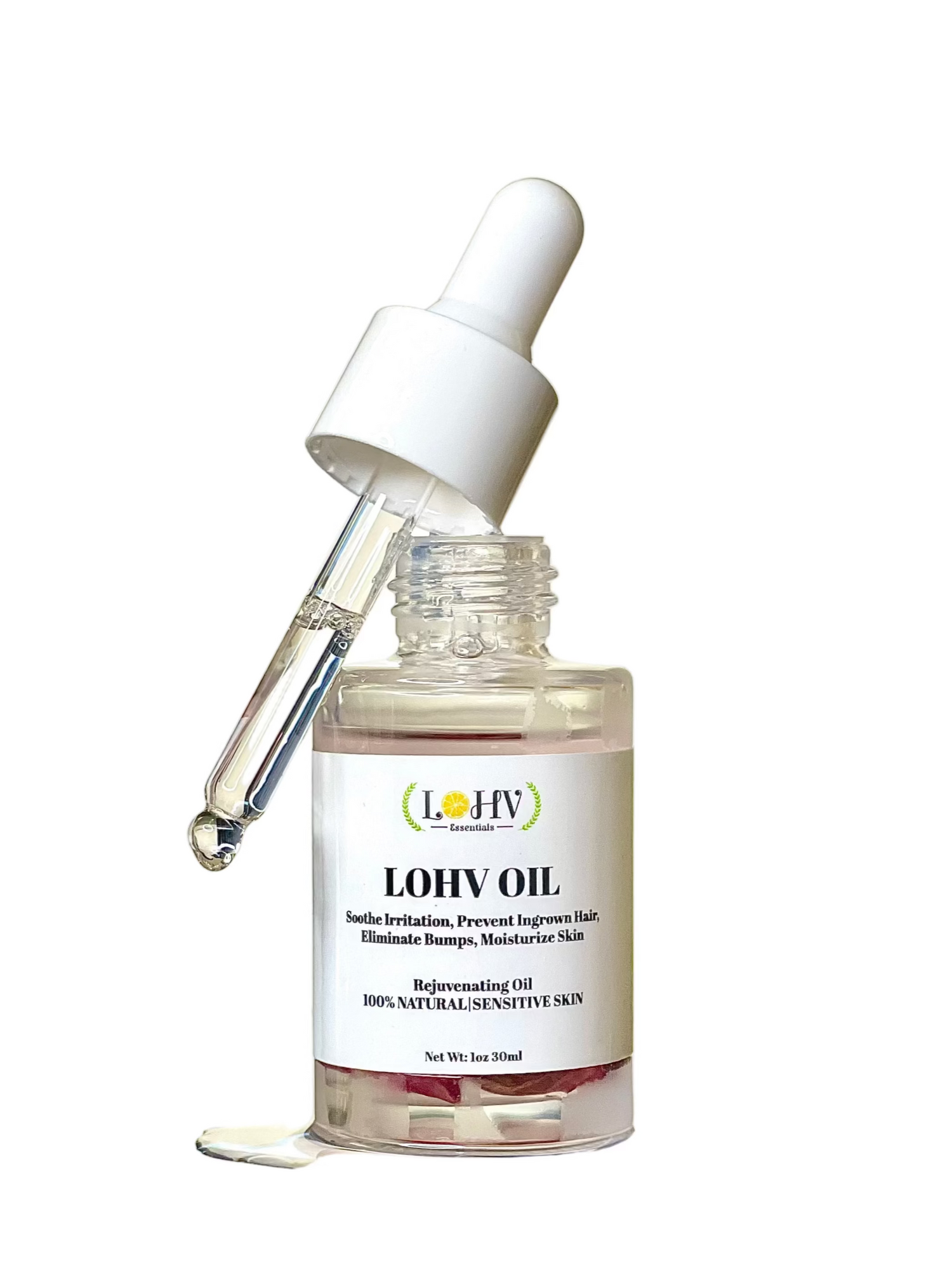 LOHV Multi-Purpose PREMIUM Rose Oil For Sensitive Skin. Clear Up Bumps, Ingrown Hairs On Face and Bikini Line, Soothes Irritation with Rosemary Oil + Vitamin E Oil + Grape Seed Oil + Sweet Almond Oil by LOHV ESSENTIALS