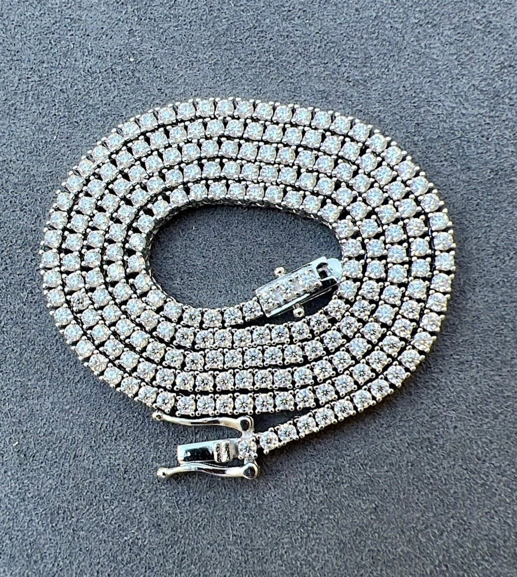 2mm Moissanite Tennis Necklace in Solid 925 Silver by Jayco Jewelry