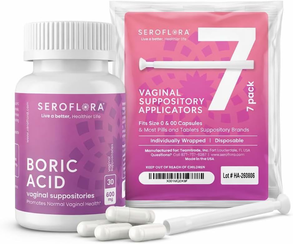 Boric Acid Vaginal Suppositories with Applicators (30/7ct) by Seroflora