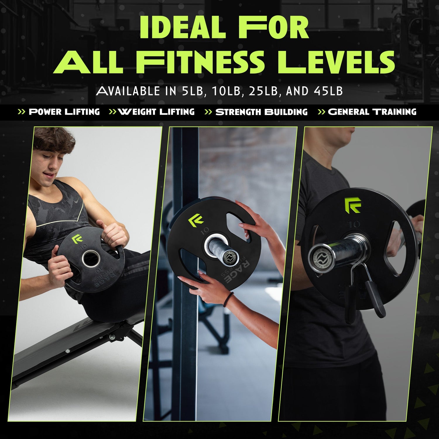 Rubber Coated Plates by Rage Fitness