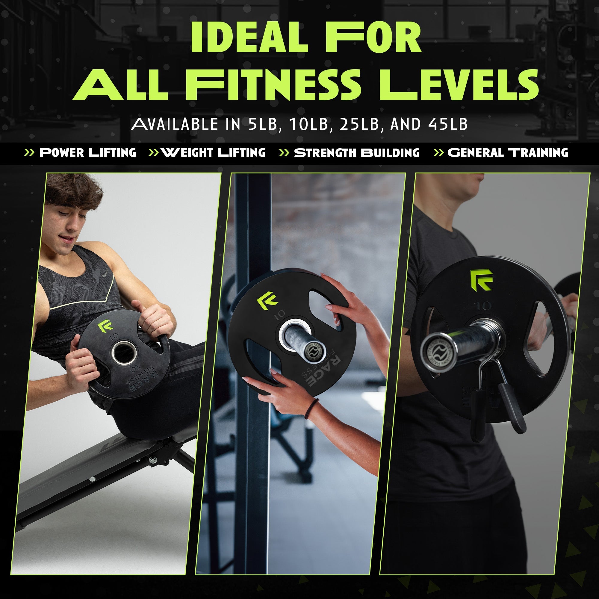 Rubber Coated Plates by Rage Fitness