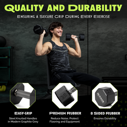 Octo Rubber Dumbbell (sold individually) by Rage Fitness